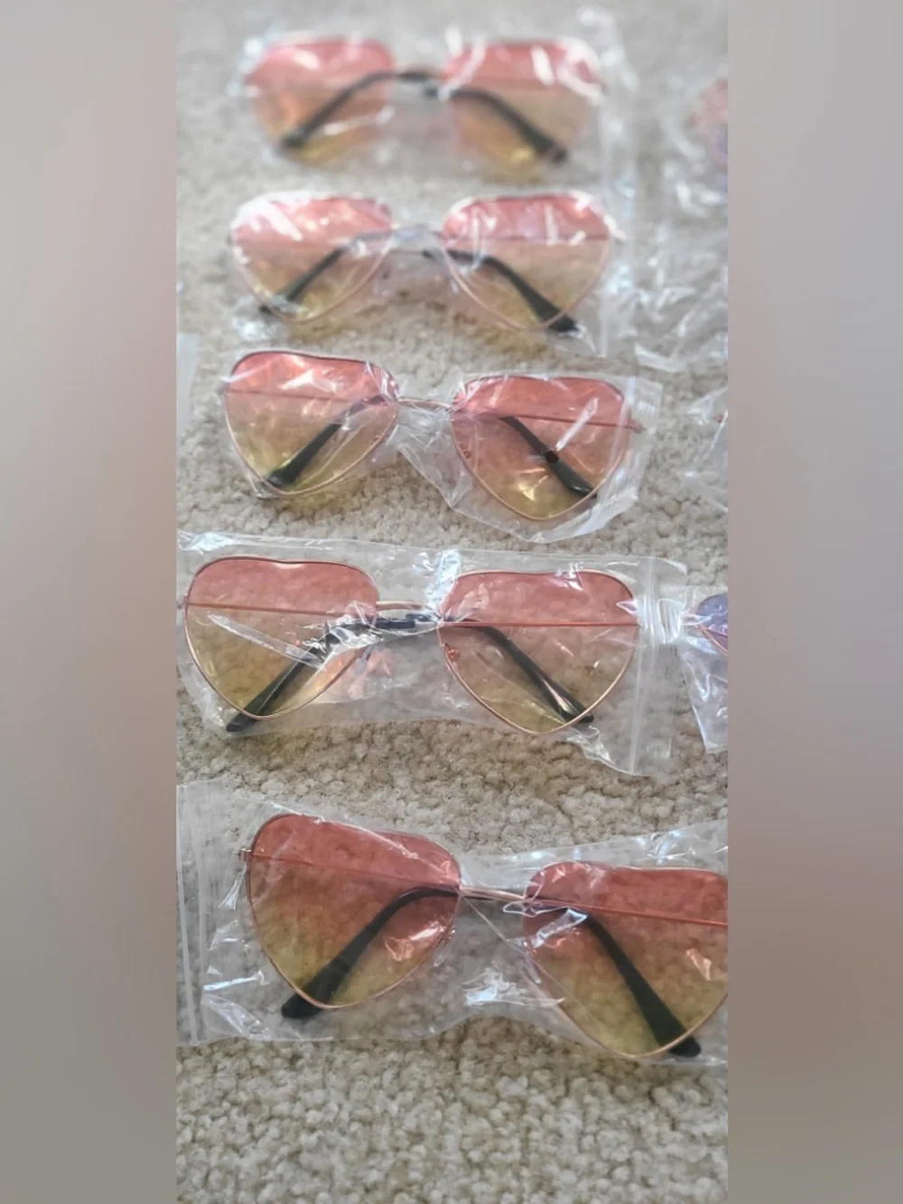 Assorted 24 Heart-Shaped Sunglasses - Pink, Green, Orange, Purple, Blue